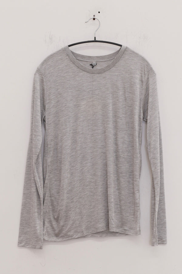 BASERANGE Classic Bamboo Fiber Bamboo Cotton Long Sleeve T-Shirt Series Collection Round Neck Bottoming Shirt France BAS-TOLS-BA-SU25-GREY MELANGE (TOLS-BL-000)